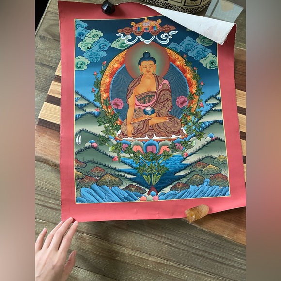Original biddhist monk artwork/tangka. Golden buddha - Picture 1 of 1